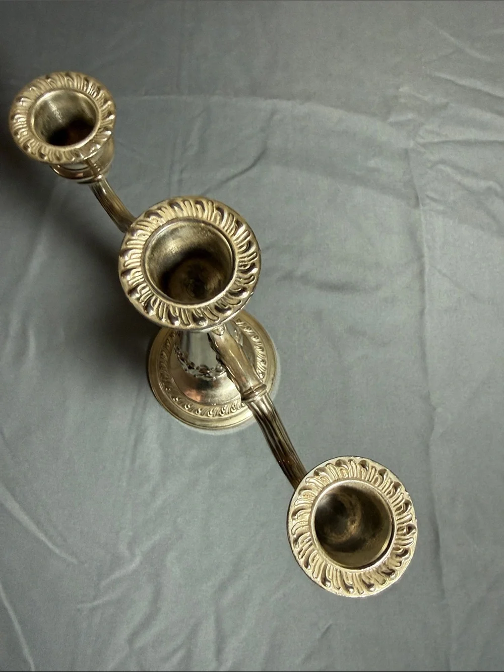 Vintage Ornate Silver Plated 3-Arm Candelabra Candle Holder Baroque Model 2203